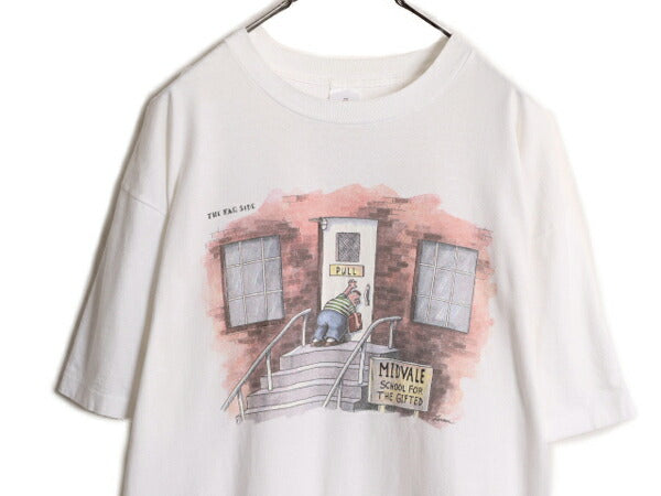 90s USA製 ジョーク イラスト プリント 半袖 Tシャツ メンズ XL / 古着 90年代 オールド プリントT アート キャラクター シングルステッチ