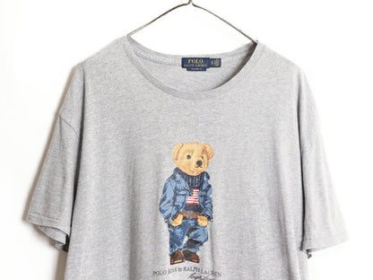 ポロベア ポロ ラルフローレン プリント 半袖 Tシャツ メンズ XL / 古着 キャラクター プリントTシャツ シングルステッチ 大きいサイズ 灰