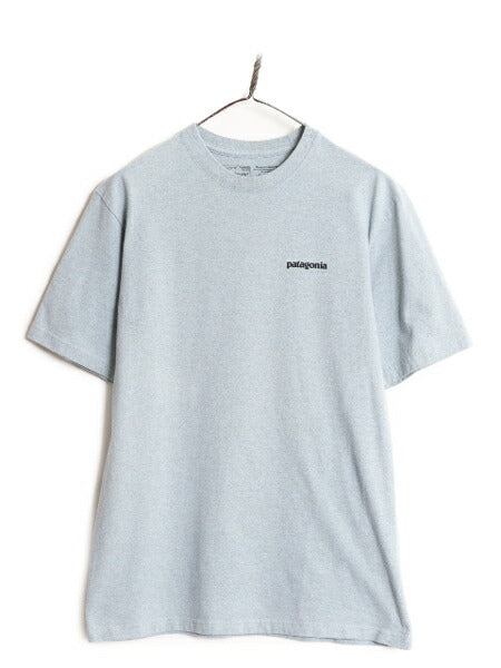 パタゴニア 両面 プリント 半袖 Tシャツ メンズ S 古着 Patagonia アウトドア P6 ボックスロゴ バックプリント クルーネック ブルー グレー