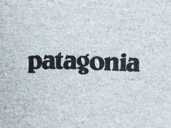 パタゴニア 両面 プリント 半袖 Tシャツ メンズ S 古着 Patagonia アウトドア P6 ボックスロゴ バックプリント クルーネック ブルー グレー