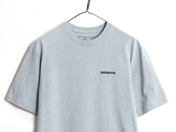 パタゴニア 両面 プリント 半袖 Tシャツ メンズ S 古着 Patagonia アウトドア P6 ボックスロゴ バックプリント クルーネック ブルー グレー