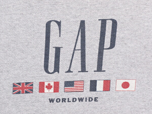 00s USA製 OLD GAP プリント 半袖 Tシャツ メンズ L / 古着 00年代 オールド ギャップ 国旗 グラフィック プリントT ロゴT コットン グレー