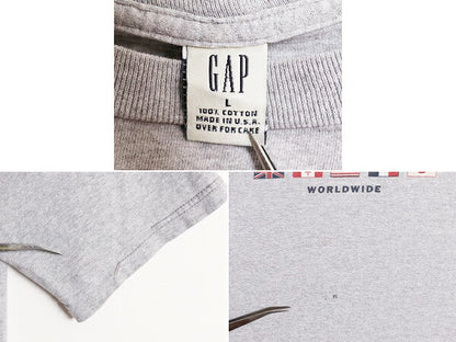 00s USA製 OLD GAP プリント 半袖 Tシャツ メンズ L / 古着 00年代 オールド ギャップ 国旗 グラフィック プリントT ロゴT コットン グレー