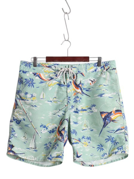 ポロ ラルフローレン 総柄 ショートパンツ メンズ 36 / スイム サーフ ショーツ 水陸両用 インナー付き 短パン 海パン アロハ ハワイアン