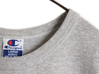 90s チャンピオン カレッジ プリント Tシャツ メンズ L / 古着 90年代 オールド Champion 半袖Tシャツ ヘビーウェイト 霜降り グレー 杢 灰