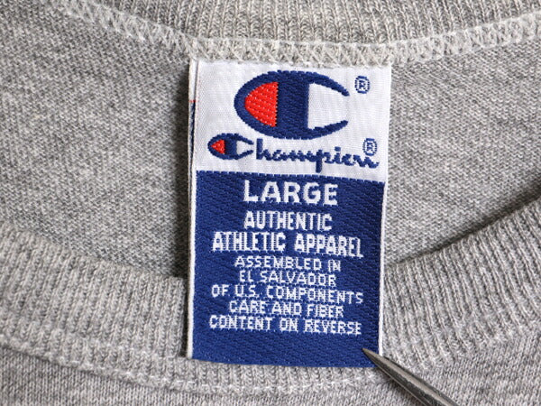 90s チャンピオン カレッジ プリント Tシャツ メンズ L / 古着 90年代 オールド Champion 半袖Tシャツ ヘビーウェイト 霜降り グレー 杢 灰