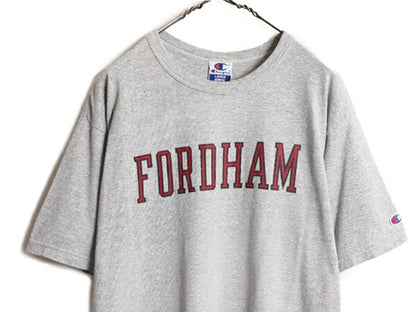 90s チャンピオン カレッジ プリント Tシャツ メンズ L / 古着 90年代 オールド Champion 半袖Tシャツ ヘビーウェイト 霜降り グレー 杢 灰