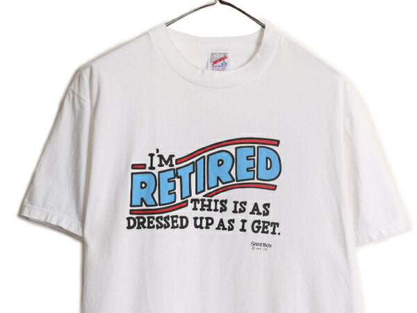90s USA製 ジョーク メッセージ プリント Tシャツ メンズ L / 古着 90年代 オールド 当時物 グラフィック ヘビーウェイト コットン SHOEBOX