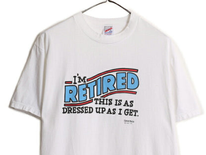 90s USA製 ジョーク メッセージ プリント Tシャツ メンズ L / 古着 90年代 オールド 当時物 グラフィック ヘビーウェイト コットン SHOEBOX