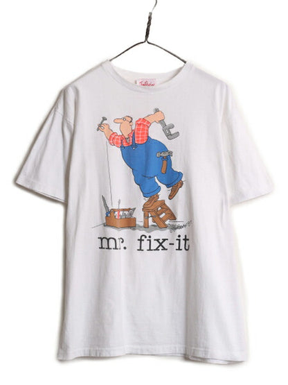 80s USA製 ジョーク イラスト プリント 半袖 Tシャツ メンズ XL / 80年代 ヴィンテージ ヘビーウェイト シングルステッチ 大きいサイズ 白