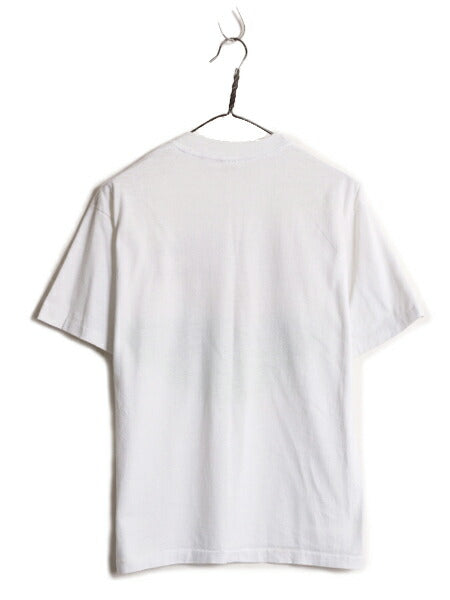 90s USA製 ジョーク イラスト プリント Tシャツ メンズ L 古着 オールド 当時物 メッセージ ヘビーウェイト コットン シングルステッチ 白