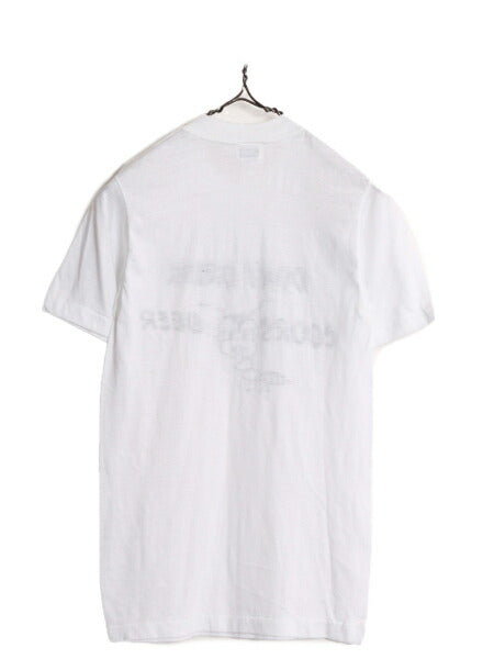 70s USA製 キャラクター メッセージ イラスト プリント Tシャツ S 小さめ メンズ XS 古着 70年代 ヴィンテージ 企業物 シングルステッチ 白