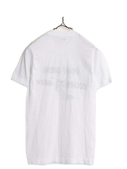 70s USA製 キャラクター メッセージ イラスト プリント Tシャツ S 小さめ メンズ XS 古着 70年代 ヴィンテージ 企業物 シングルステッチ 白