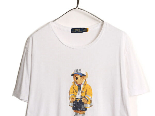 ポロベアー ポロ ラルフローレン プリント 半袖 Tシャツ メンズ L / 古着 キャラクター プリントTシャツ シングルステッチ クルーネック 白
