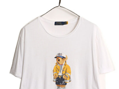 ポロベアー ポロ ラルフローレン プリント 半袖 Tシャツ メンズ L / 古着 キャラクター プリントTシャツ シングルステッチ クルーネック 白