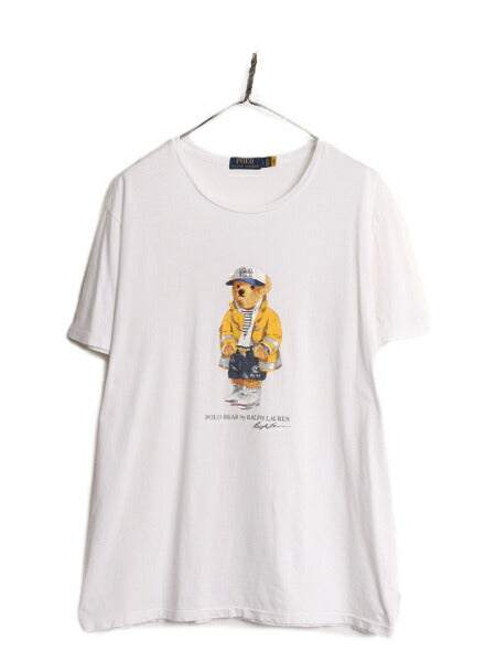 ポロベアー ポロ ラルフローレン プリント 半袖 Tシャツ メンズ L / 古着 キャラクター プリントTシャツ シングルステッチ クルーネック 白