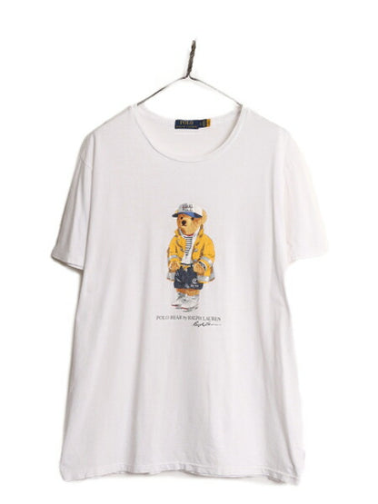 ポロベアー ポロ ラルフローレン プリント 半袖 Tシャツ メンズ L / 古着 キャラクター プリントTシャツ シングルステッチ クルーネック 白