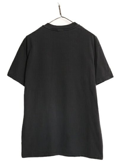 ワイン 企業 ブラック ドッグ プリント 半袖 Tシャツ メンズ L 程 古着 プリントTシャツ ヘビーウェイト 企業物 アニマル イヌ イラスト 黒