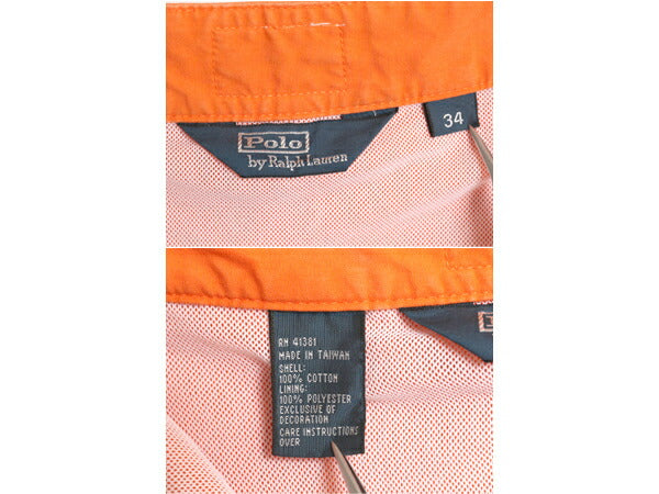 00s ポロ ラルフローレン コットン ショートパンツ メンズ 34 / オールド サーフ スイム ショーツ 短パン 水陸両用 インナー付き オレンジ