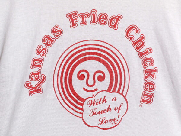 80s USA製 企業 ロゴ プリント リンガー Tシャツ メンズ L 小さめ S 程/ 80年代 ヴィンテージ 半袖Tシャツ 当時物 企業物 シングルステッチ