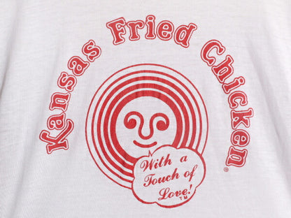 80s USA製 企業 ロゴ プリント リンガー Tシャツ メンズ L 小さめ S 程/ 80年代 ヴィンテージ 半袖Tシャツ 当時物 企業物 シングルステッチ