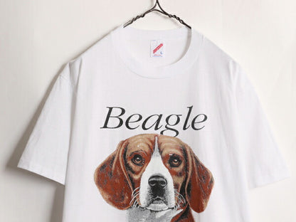 90s USA製 ドッグ アート イラスト プリント Tシャツ メンズ L 古着 90年代 オールド 犬 アニマル シングルステッチ グラフィック ビーグル