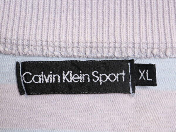 90s カルバンクライン ポケット付き ボーダー 半袖 Tシャツ メンズ XL / 古着 90年代 オールド CALVIN KLEIN SPORT ヘビーウェイト ポケT