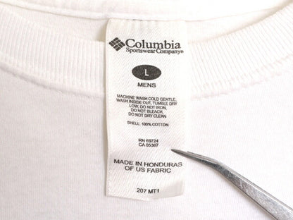 00s コロンビア フィッシュ イラスト 両面 プリント Tシャツ メンズ L 00年代 オールド Columbia アウトドア 魚 ヘビーウェイト アート 白
