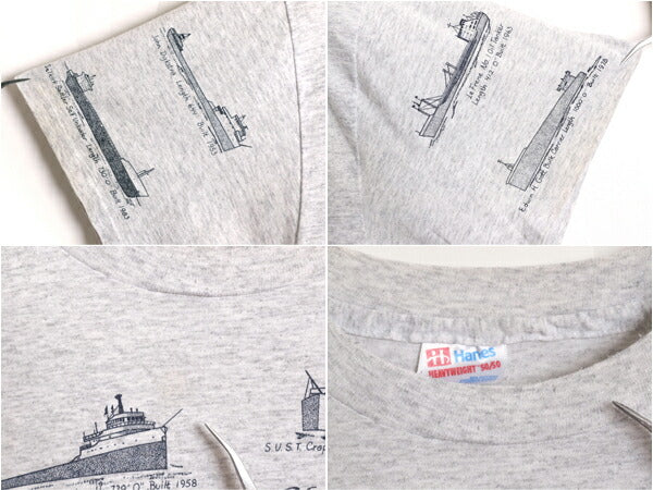 90s USA製 クラシック シップ 船 イラスト プリント Tシャツ メンズ XL オールド グラフィック アート シングルステッチ 大きいサイズ 総柄