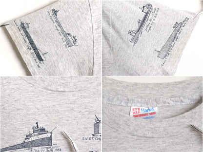 90s USA製 クラシック シップ 船 イラスト プリント Tシャツ メンズ XL オールド グラフィック アート シングルステッチ 大きいサイズ 総柄