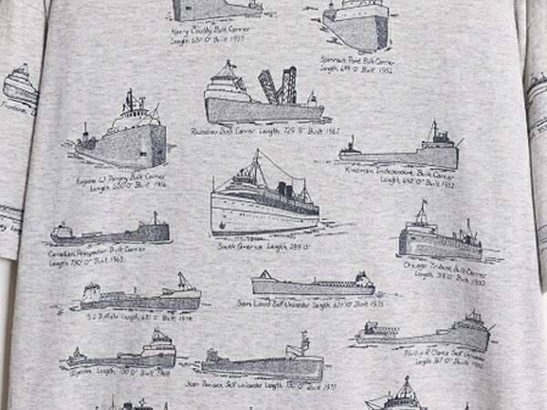90s USA製 クラシック シップ 船 イラスト プリント Tシャツ メンズ XL オールド グラフィック アート シングルステッチ 大きいサイズ 総柄