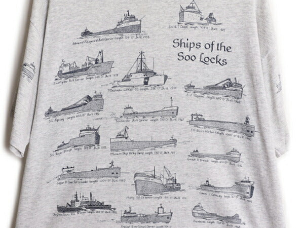 90s USA製 クラシック シップ 船 イラスト プリント Tシャツ メンズ XL オールド グラフィック アート シングルステッチ 大きいサイズ 総柄