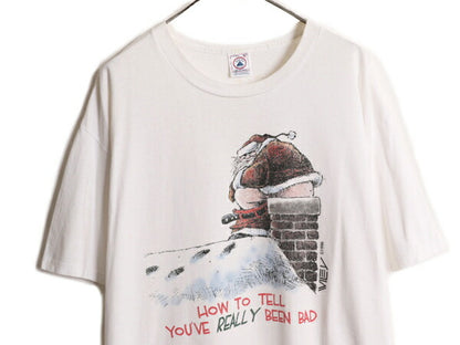 90s サンタクロース ジョーク イラスト プリント Tシャツ メンズ XL / 90年代 オールド アート キャラクター ヘビーウェイト 大きいサイズ
