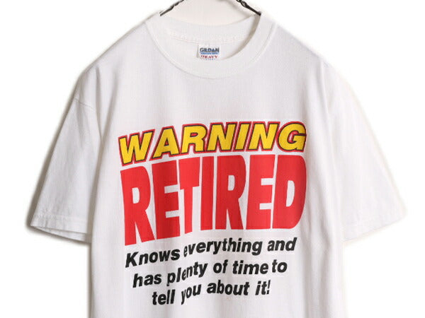 00s ジョーク メッセージ プリント 半袖 Tシャツ メンズ M / 古着 00年代 オールド グラフィック ヘビーウェイト コットン アート ホワイト