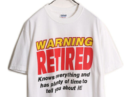 00s ジョーク メッセージ プリント 半袖 Tシャツ メンズ M / 古着 00年代 オールド グラフィック ヘビーウェイト コットン アート ホワイト