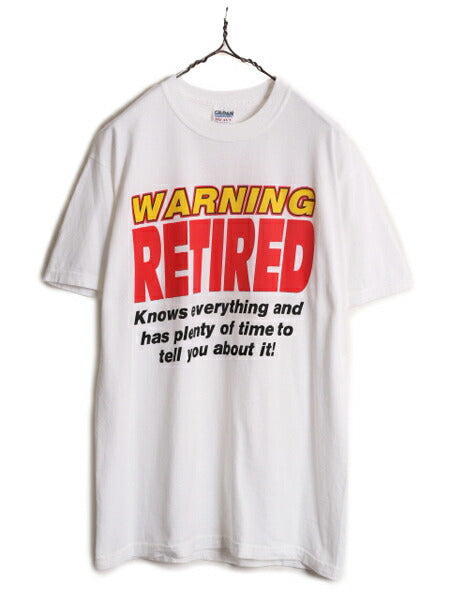 00s ジョーク メッセージ プリント 半袖 Tシャツ メンズ M / 古着 00年代 オールド グラフィック ヘビーウェイト コットン アート ホワイト
