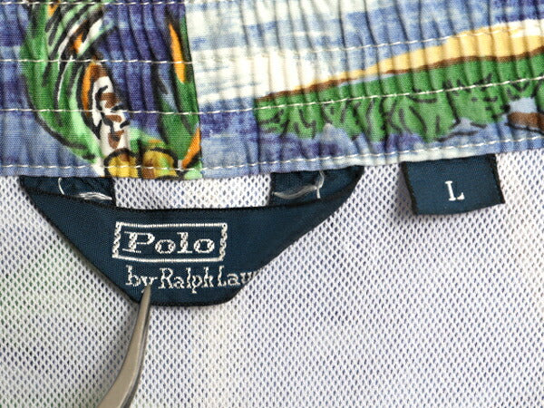 00s ポロ ラルフローレン 総柄 ショートパンツ メンズ L 古着 オールド スイム サーフ ショーツ 短パン 海パン 水陸両用 アロハ ハワイアン