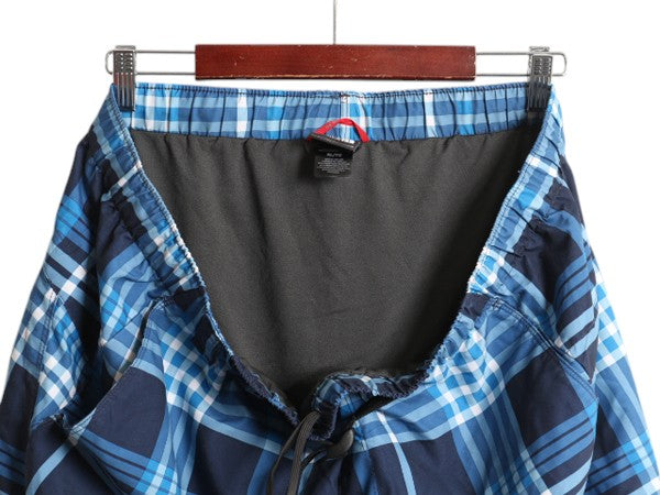 ノースフェイス チェック ショートパンツ メンズ XL 古着 アウトドア サーフ スイム ショーツ 短パン 水陸両用 ワンポイント インナー付き