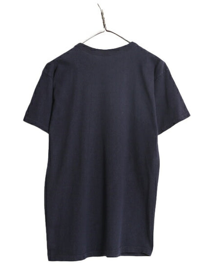 80s USA製 チャンピオン ワンポイント 半袖 Tシャツ メンズ L ヴィンテージ Champion スクリプト ロゴ 100% コットン シングルステッチ 紺