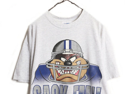 90s USA製 ワーナー タズマニアンデビル NFL カウボーイズ プリント 半袖 Tシャツ メンズ L / 古着 オールド キャラクター ヘビーウェイト