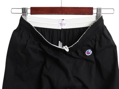 チャンピオン コットン ショートパンツ メンズ M イージー ショーツ 短パン トレーニング ハーフパンツ ワンポイント 薄手 目付き ブラック