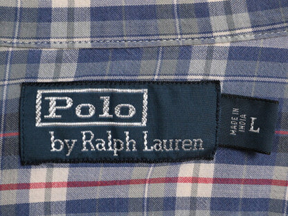 90s ポロ ラルフローレン チェック 半袖 シャツ メンズ L 古着 90年代 オールド マルチカラー コットン ポニー無し ポケット付き マチ付き