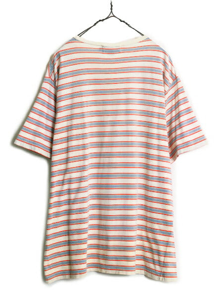 90s ポロ ラルフローレン ボーダー 半袖 Tシャツ メンズ XL 古着 90年代 オールド 大きいサイズ ポニー無し マルチカラー シングルステッチ