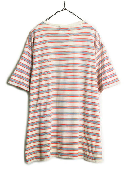 90s ポロ ラルフローレン ボーダー 半袖 Tシャツ メンズ XL 古着 90年代 オールド 大きいサイズ ポニー無し マルチカラー シングルステッチ
