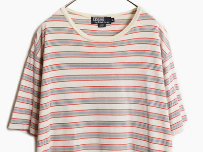 90s ポロ ラルフローレン ボーダー 半袖 Tシャツ メンズ XL 古着 90年代 オールド 大きいサイズ ポニー無し マルチカラー シングルステッチ
