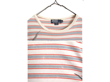 90s ポロ ラルフローレン ボーダー 半袖 Tシャツ メンズ XL 古着 90年代 オールド 大きいサイズ ポニー無し マルチカラー シングルステッチ