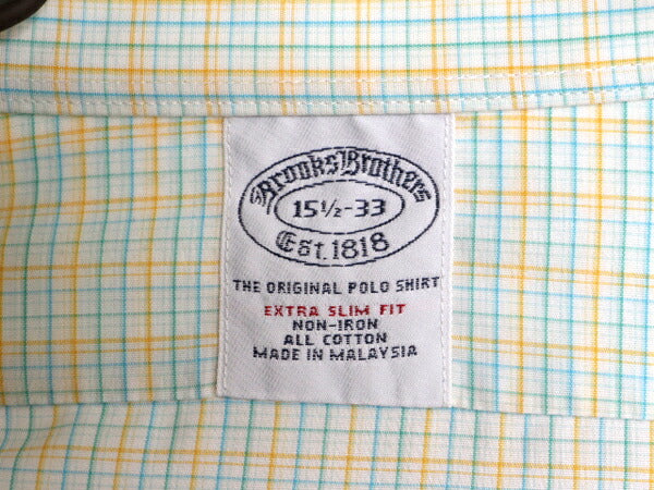 ブルックスブラザーズ チェック 長袖 ボタンダウン シャツ メンズ M 程 BROOKS BROTHERS コットン ワイシャツ マルチカラー スリムフィット