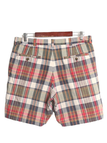 ブルックスブラザーズ チェック コットン ショートパンツ メンズ 34 / 古着 Brooks Brothers 346 ショーツ 短パン ノータック マルチカラー