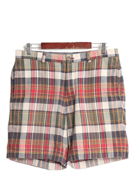 ブルックスブラザーズ チェック コットン ショートパンツ メンズ 34 / 古着 Brooks Brothers 346 ショーツ 短パン ノータック マルチカラー