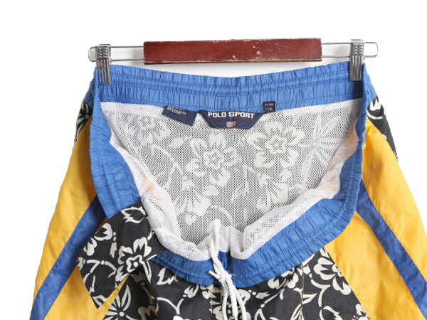 90s ポロスポーツ ラルフローレン 総柄 ナイロン ショート パンツ メンズ L / 古着 オールド ポロ ショーツ 水陸両用 スイム 短パン 海パン